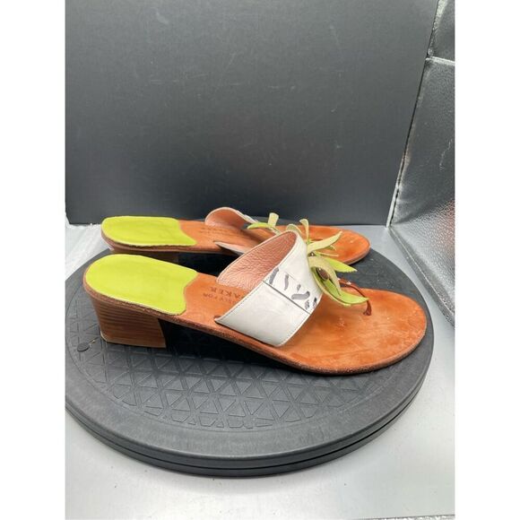 Vintage BOB BAKER Rare Retro Palm Tree Thong Leather Sandal Women’s Sz 7.5AA Y2K - Picture 5 of 11